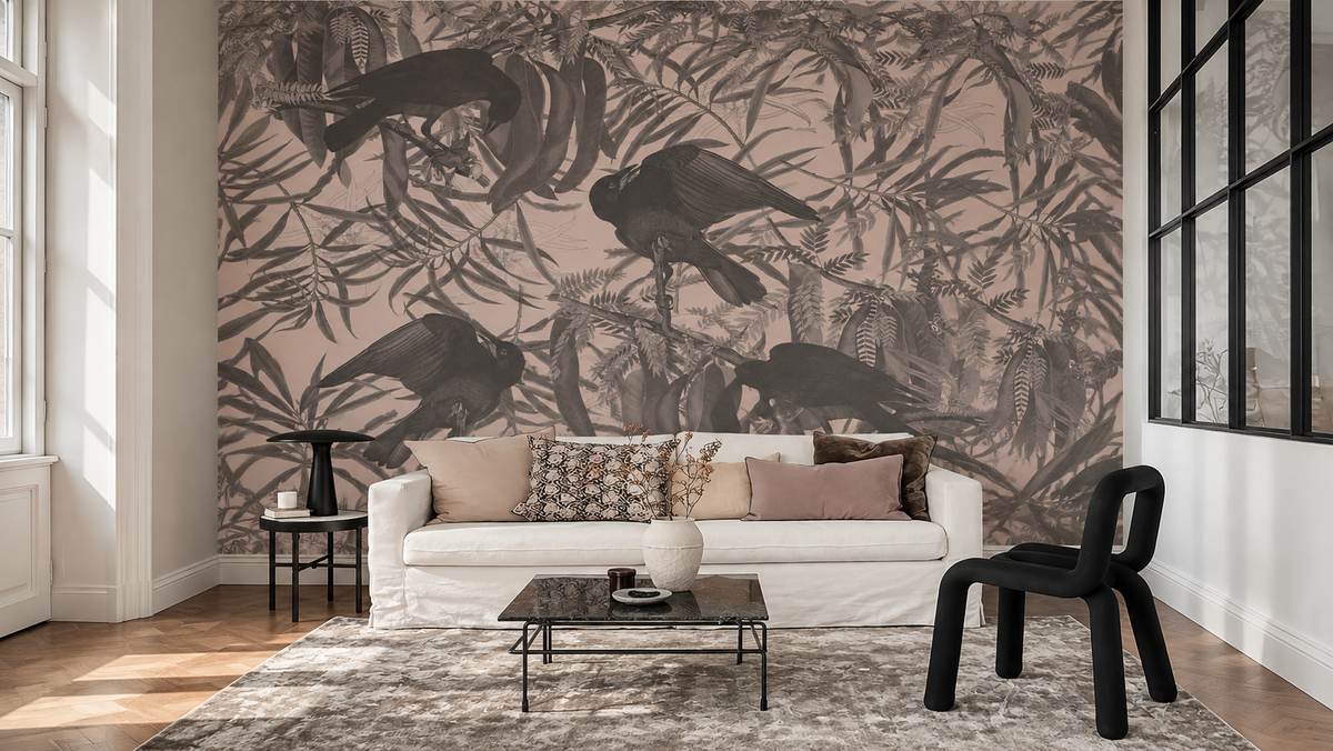 Papel pintado Crows Beige