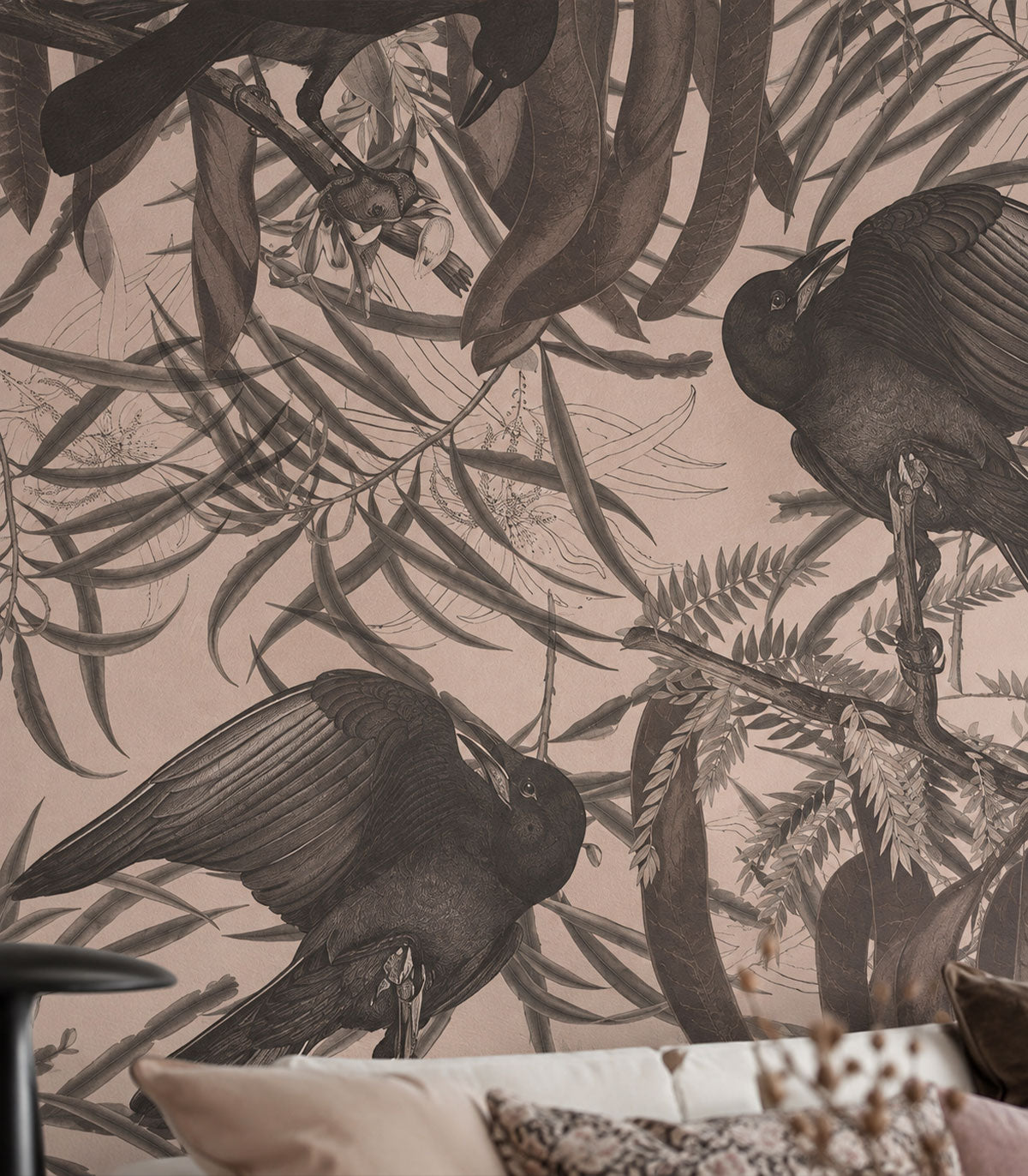 Papel pintado Crows Beige