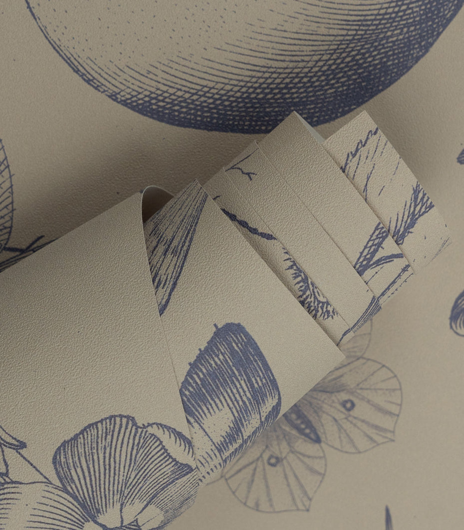 Papel pintado Vintage botanic blue