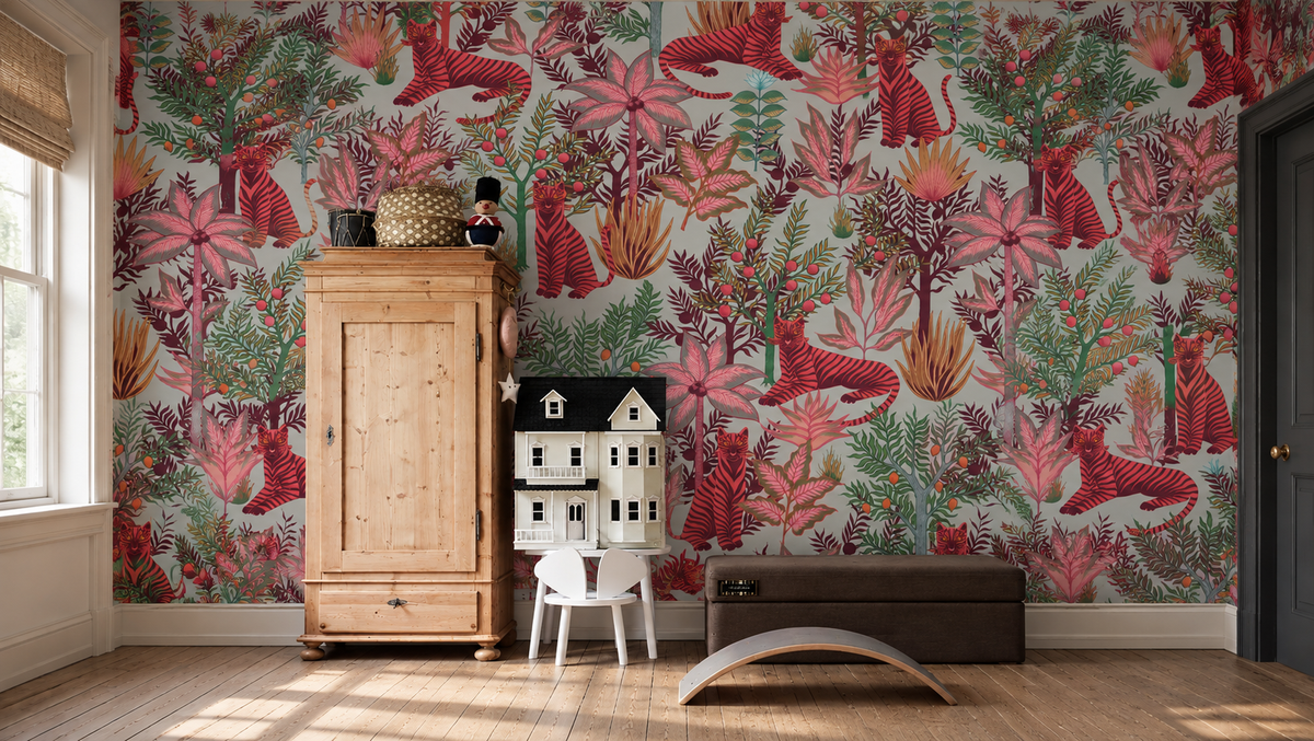 Papel pintado Gold Tigers Pink