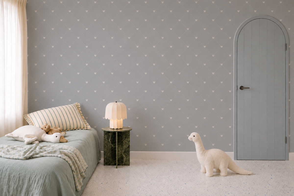 Papel pintado Heart Lattice Lattice_Nordic Mist