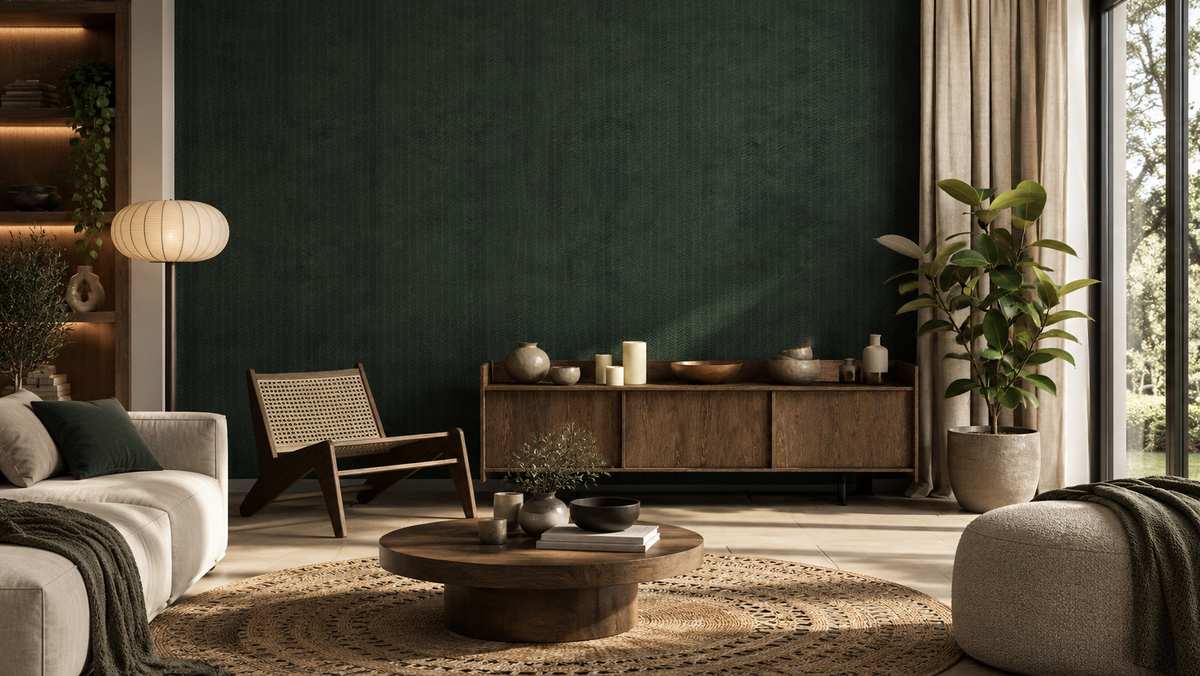 Papel pintado Herringbone green