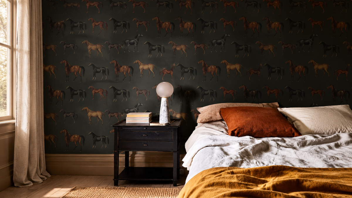 Papel pintado Horses Olive