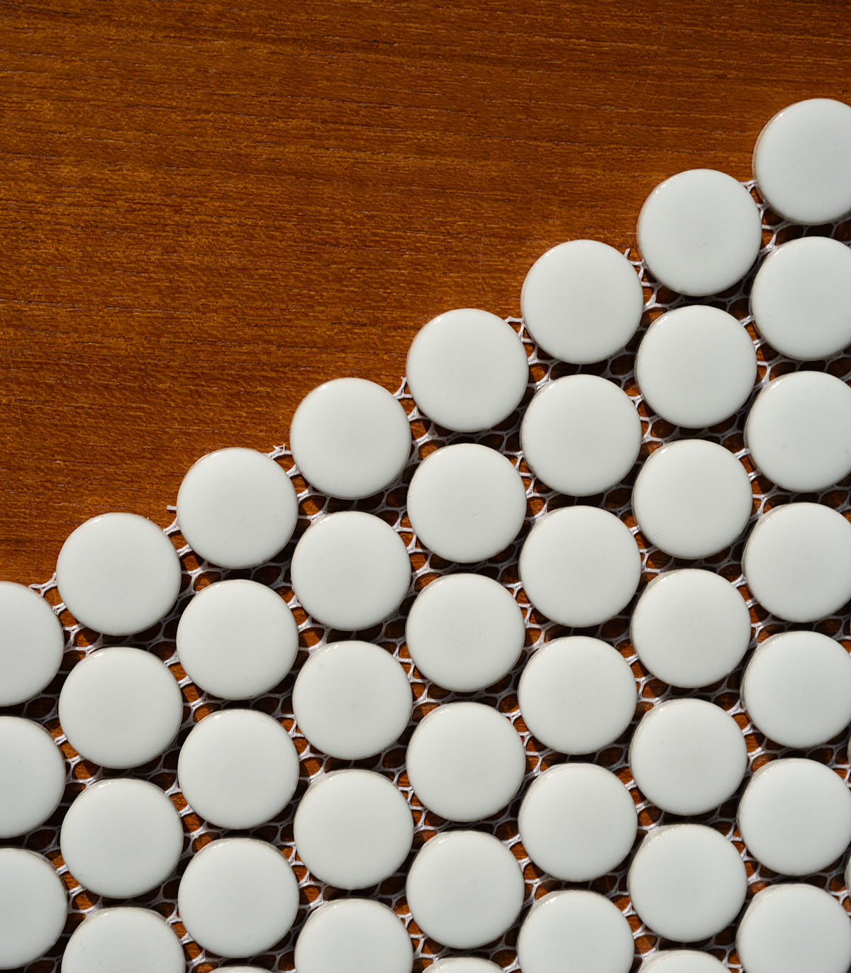 Mosaico penny dots blanco brillo