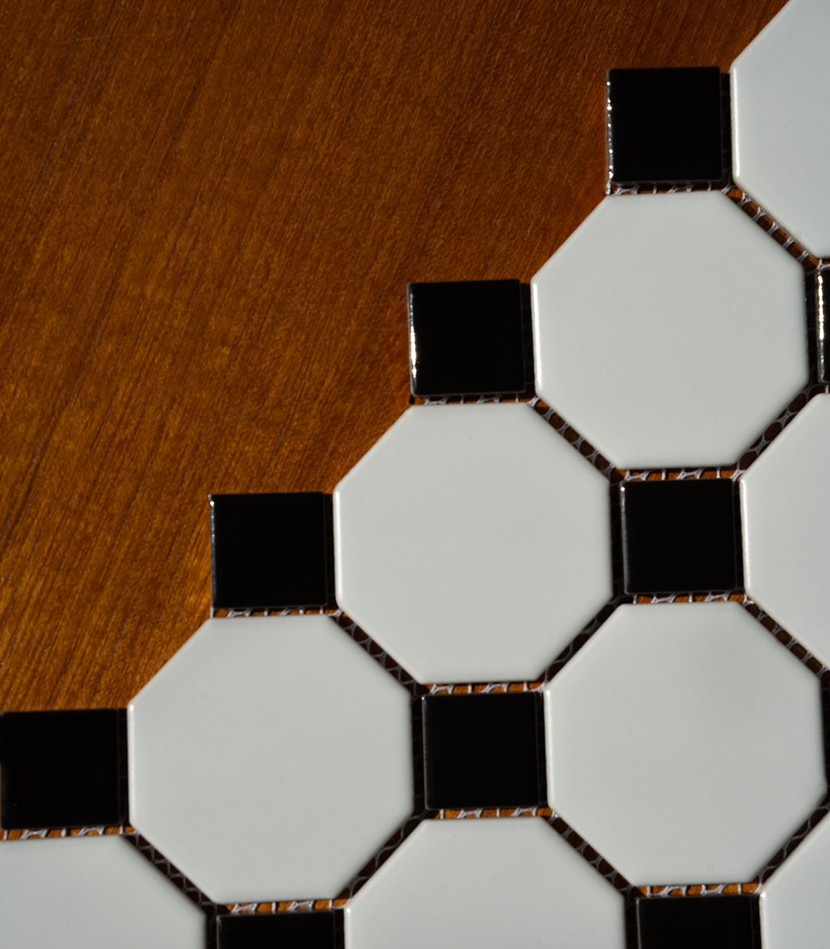 Mosaico octagonal blanco clásico mate