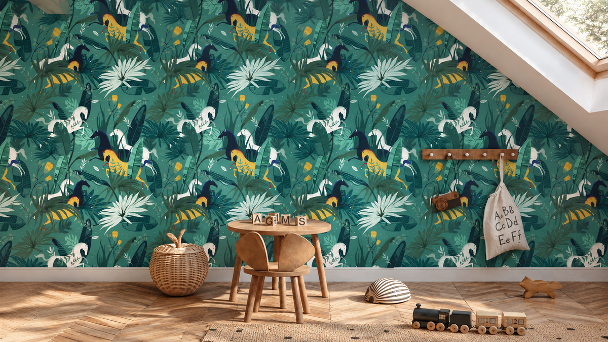 Papel pintado Dream Horses Turquoise