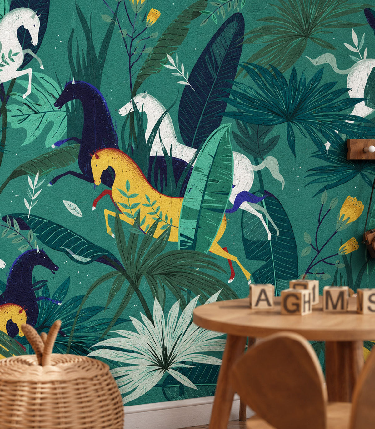 Papel pintado Dream Horses Turquoise