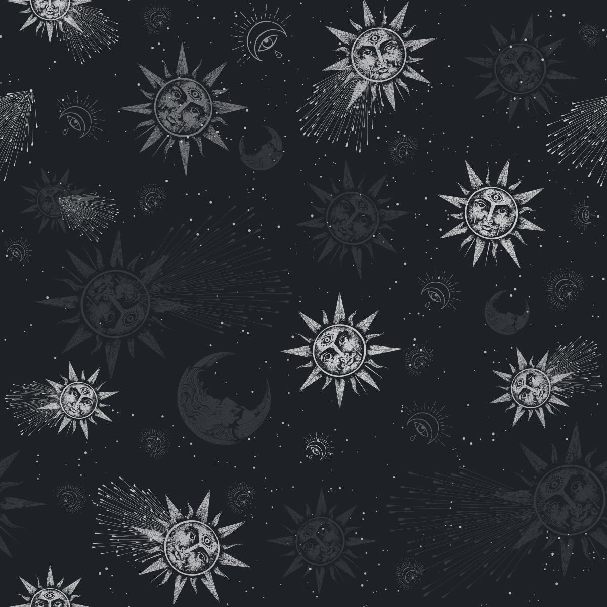 Papel pintado Moon and sun navy blue