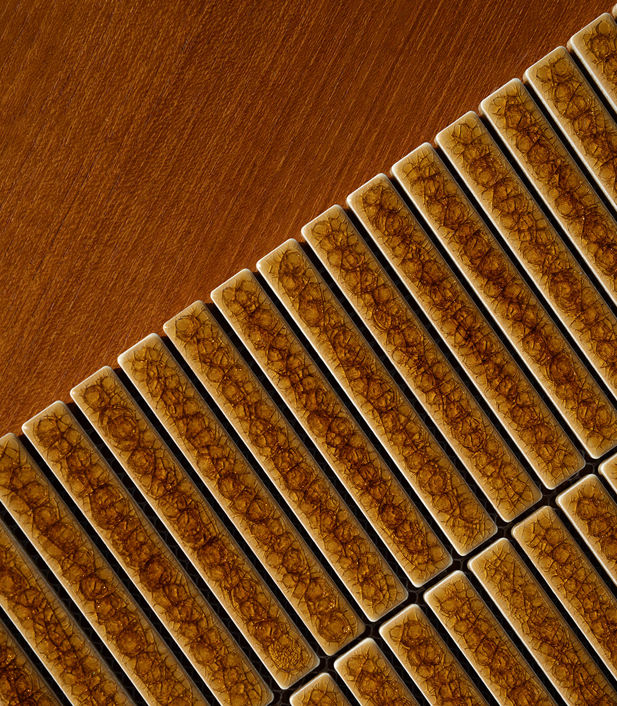 Mosaico mini piano marrón crackle