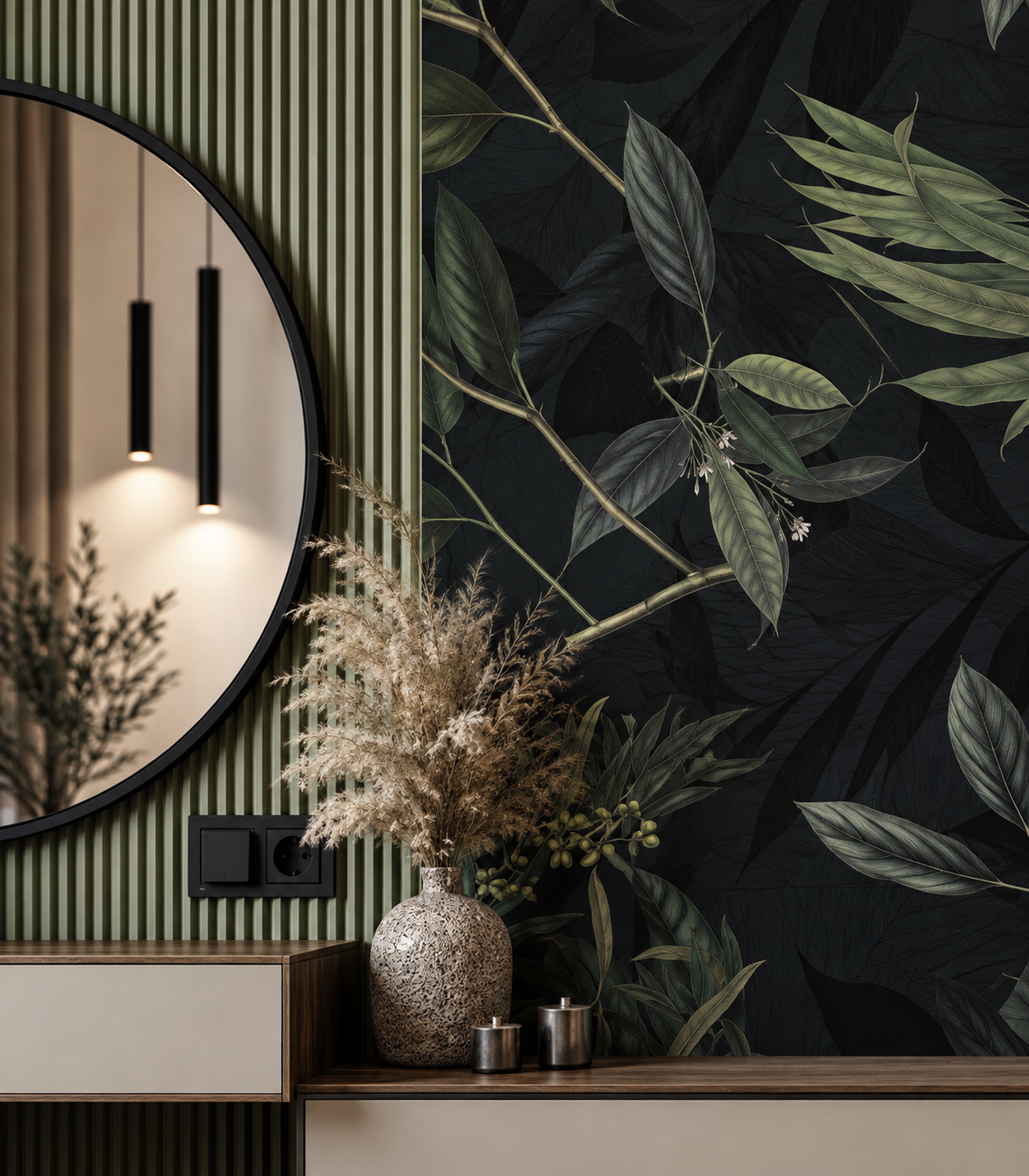 Papel pintado Olive Branch Green
