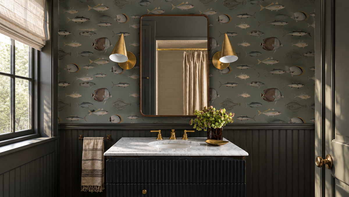 Papel pintado Under the Sea Vintage Green