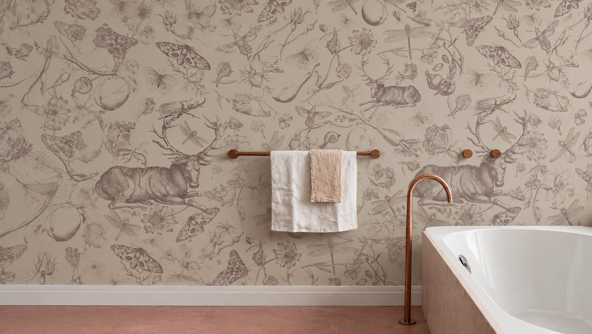 Papel pintado Vintage botanic pink