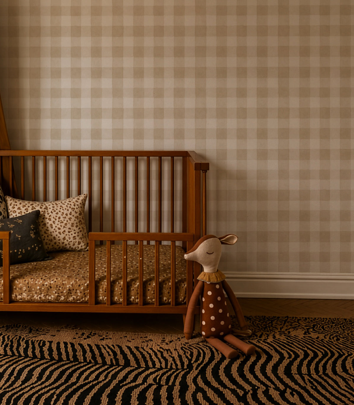 Tapeta Watercolor Checks Sand Beige