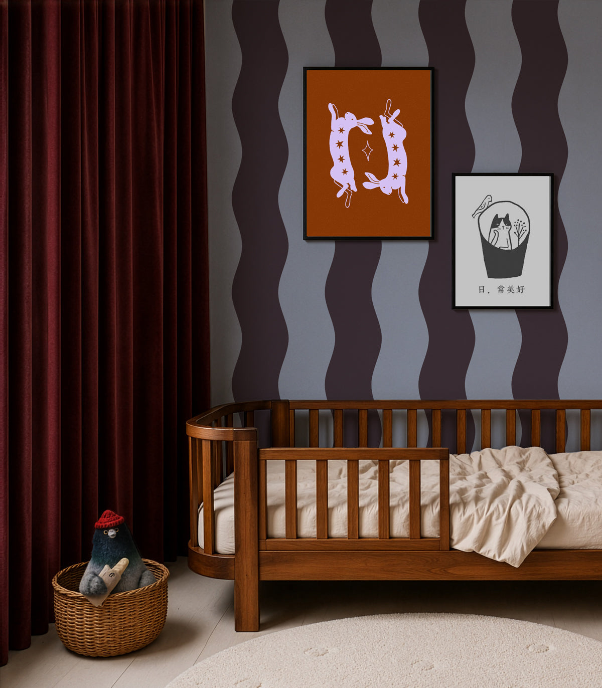 Papel pintado Wave Stripe Deep Burgundy