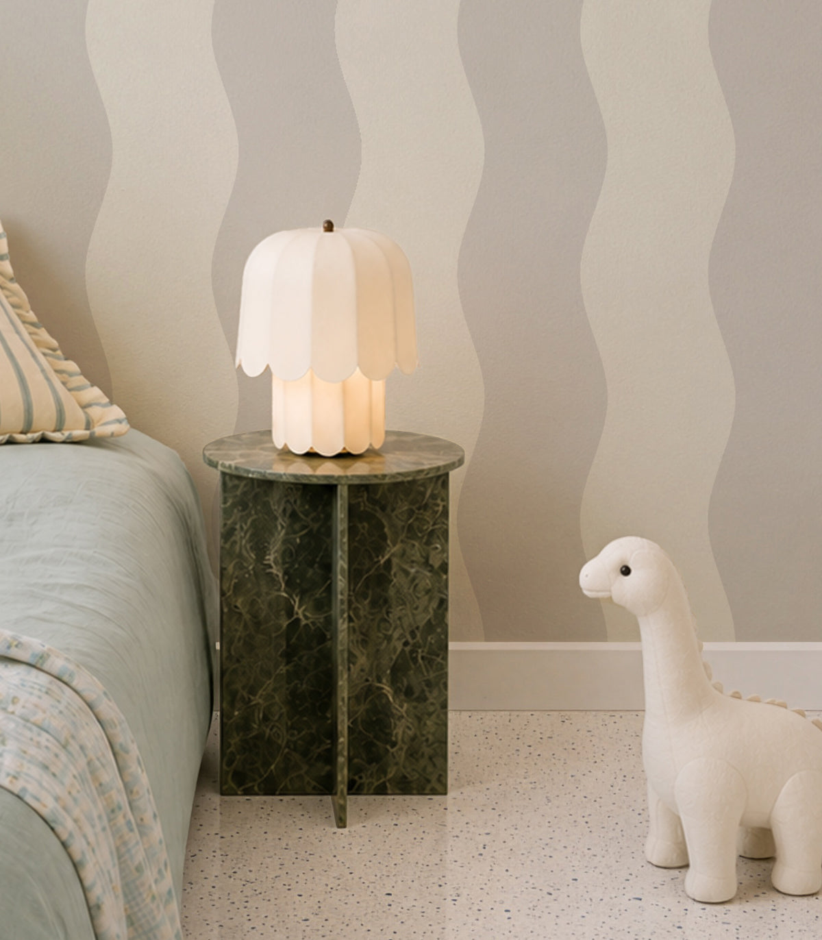 Papel pintado Wave Stripe Flora Blanco