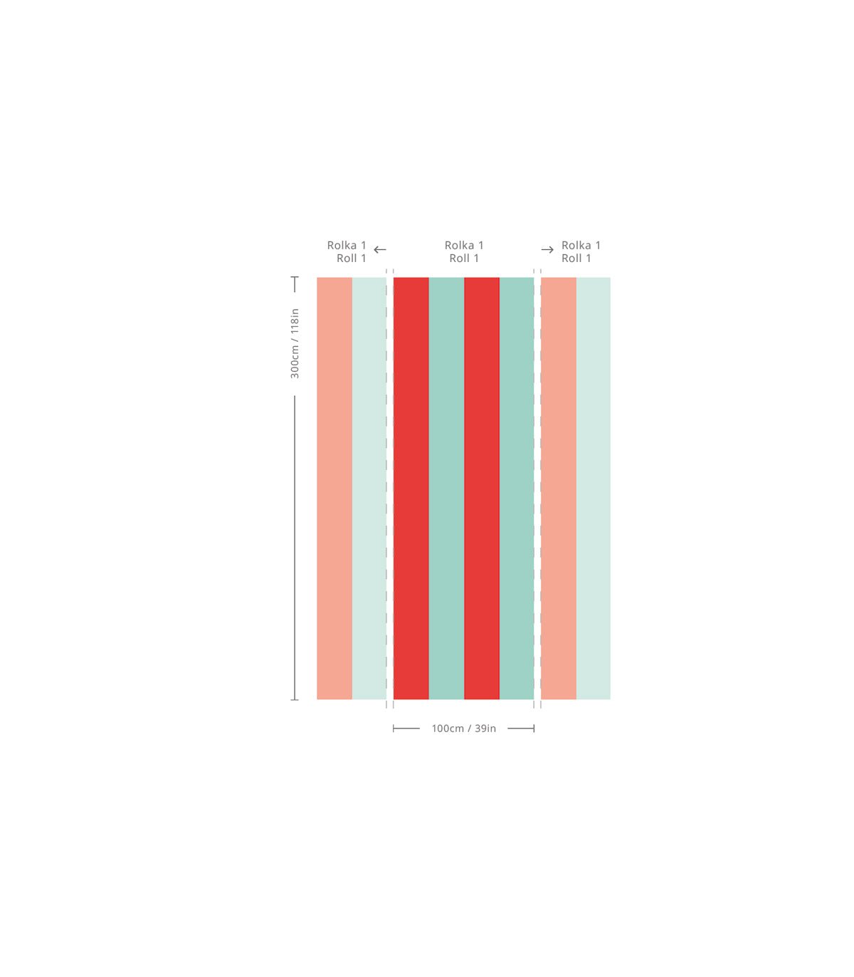 Tapeta Wilde Stripe Play Coral Mint - Wallcolors®