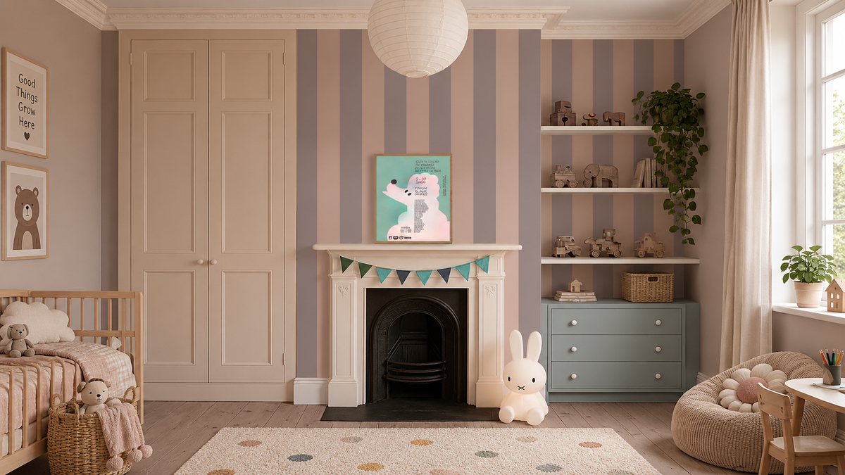 Papel pintado Wide Stripe Powder Rose