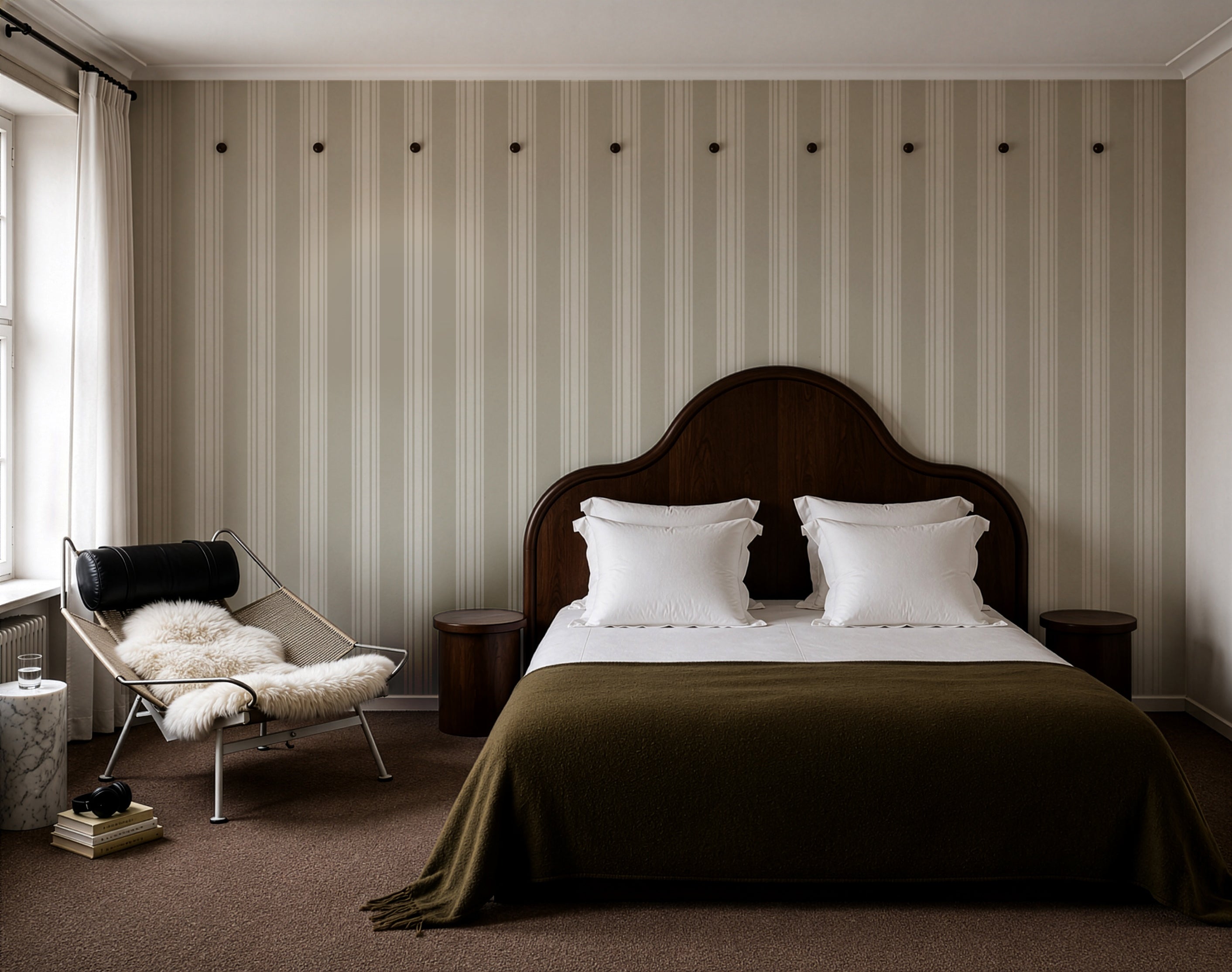Papel pintado Woven Stripe Soft Olive