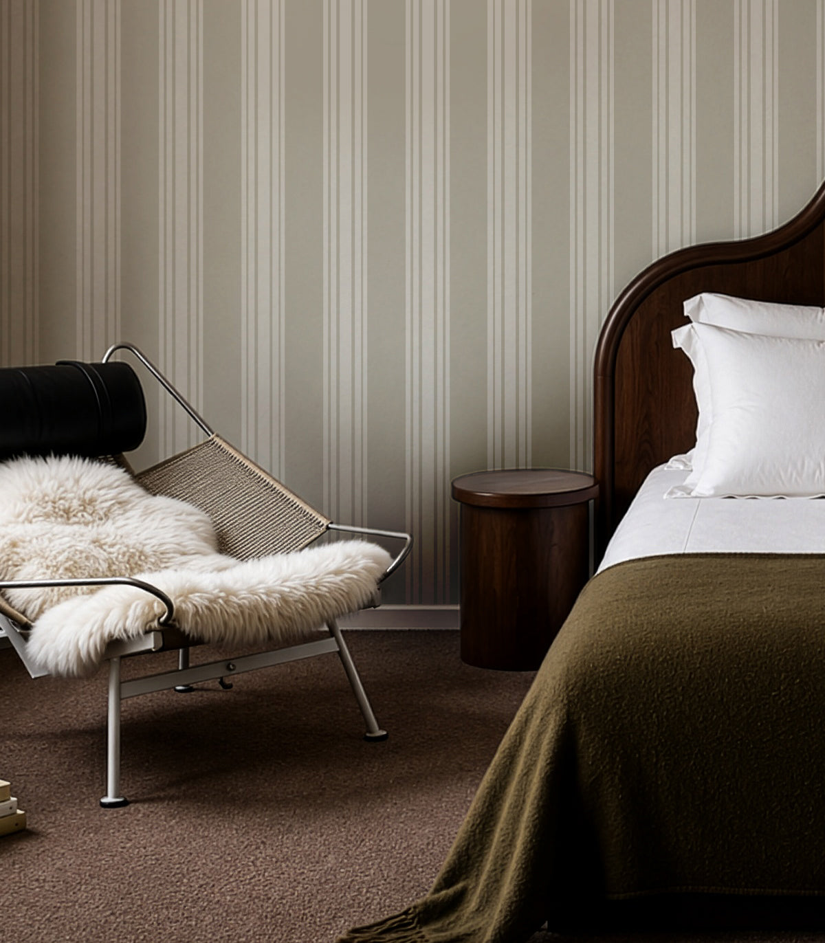 Papel pintado Woven Stripe Soft Olive