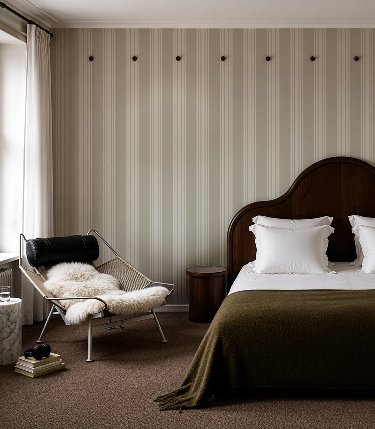 Papel pintado Woven Stripe Soft Olive