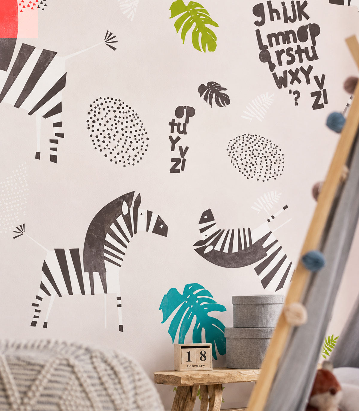 Papel pintado Zebra White