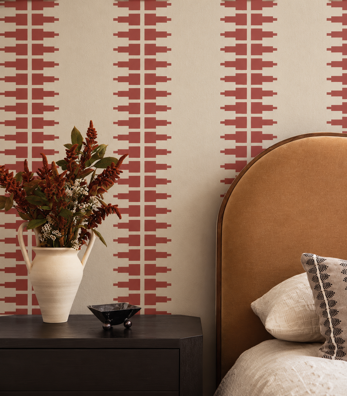 Papel pintado Ornament Line Clay Terracotta