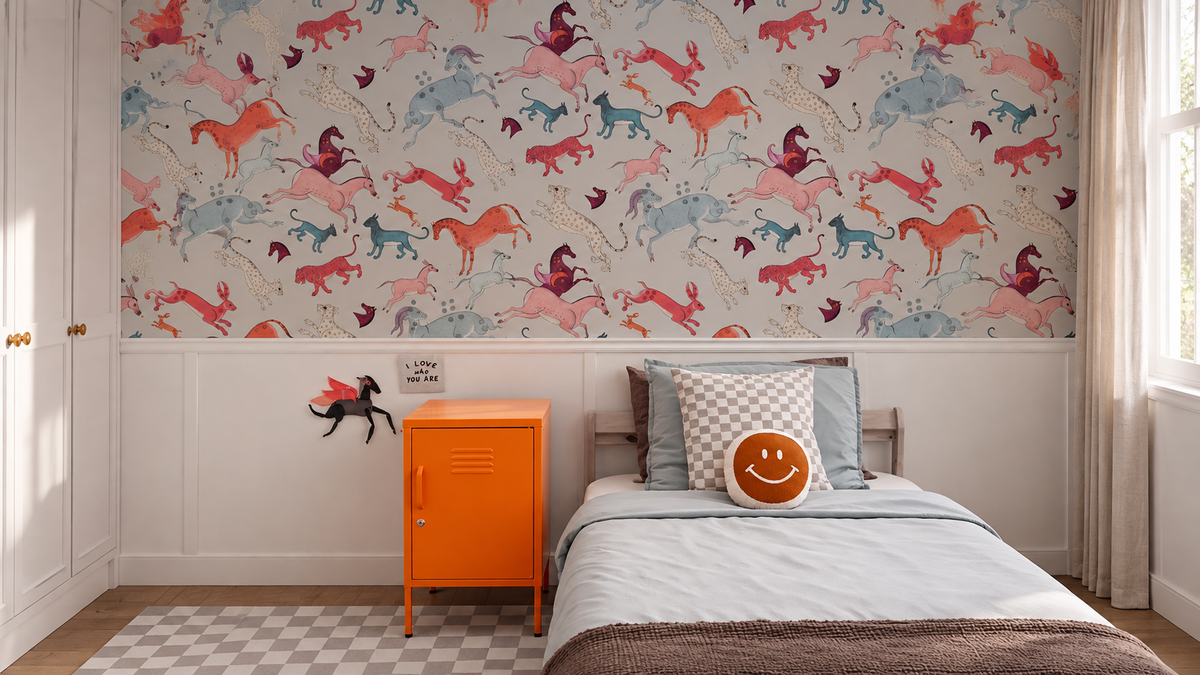Papel pintado Oriental Animals Light Blue
