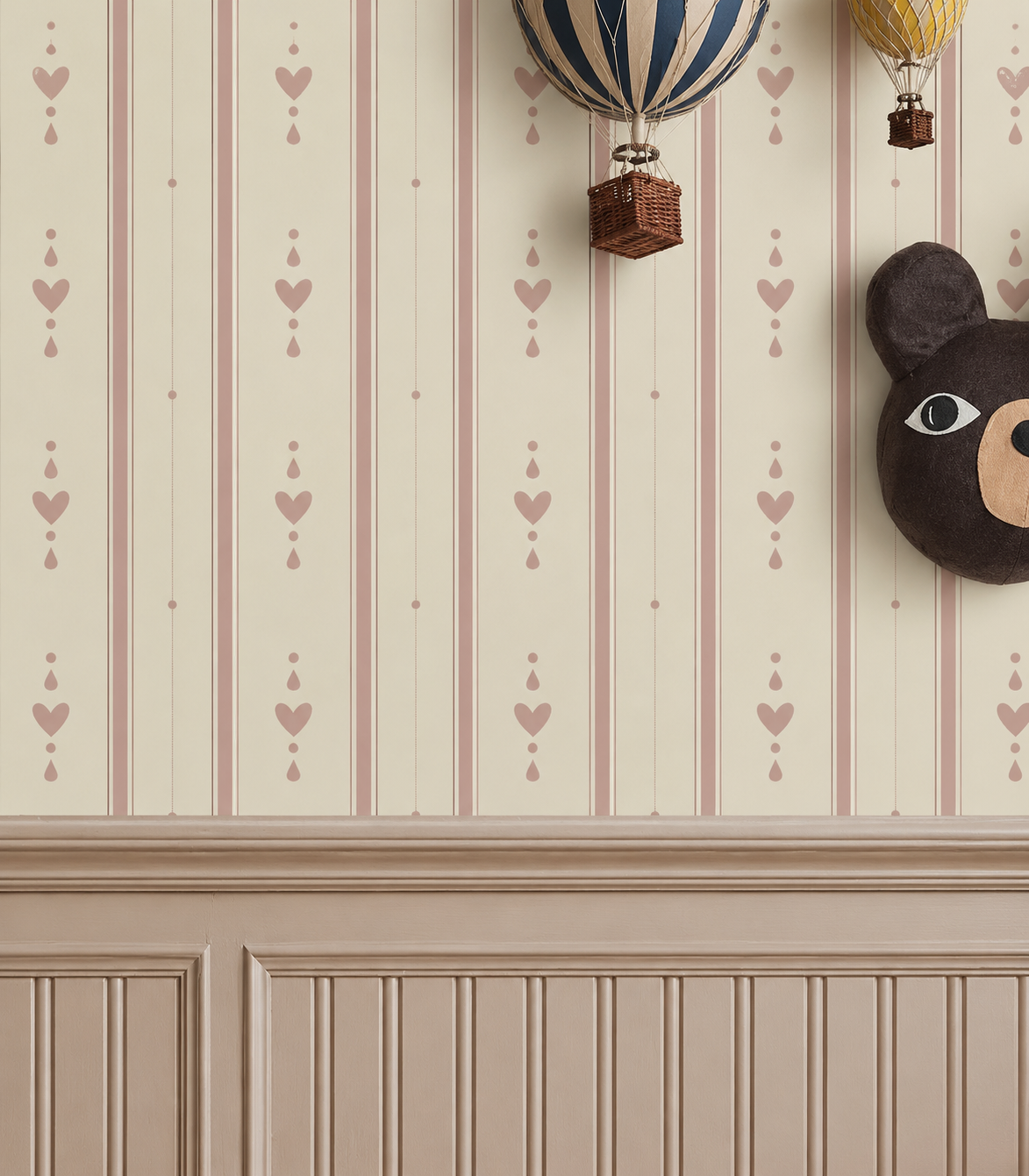 Papel pintado Cottage Stripe Powder Blush