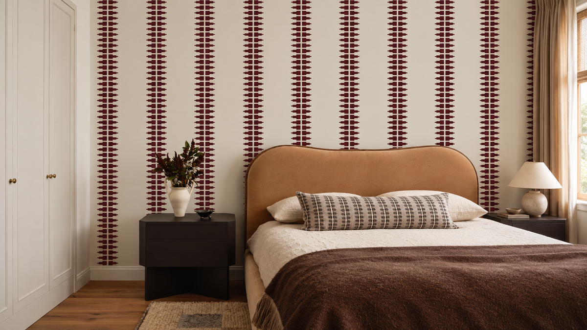 Papel pintado Ornament Line Clay Wine Rose