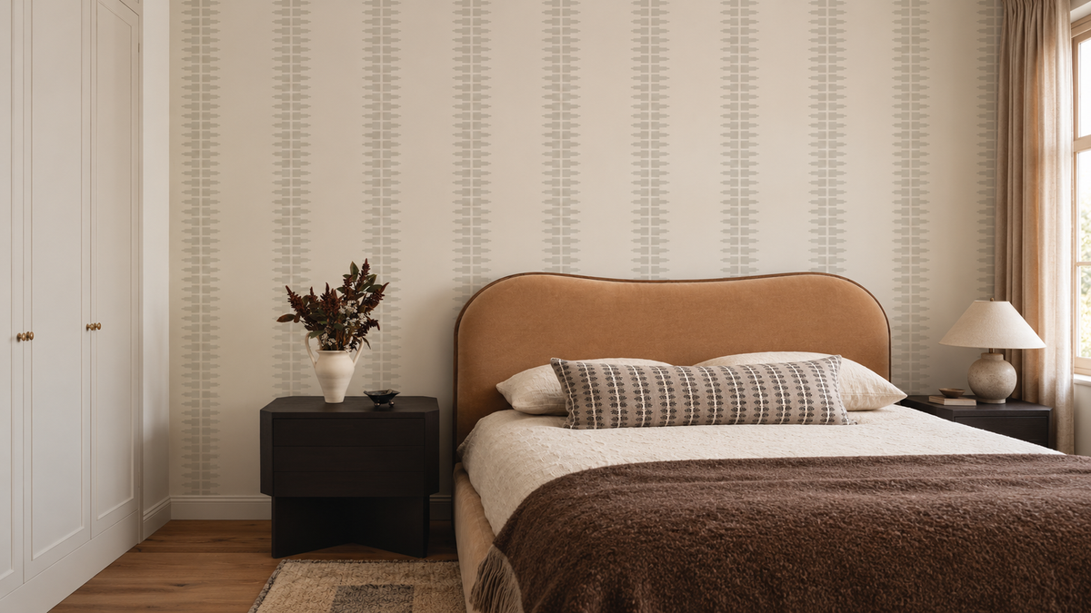 Papel pintado Ornament Line Clay Cream Beige