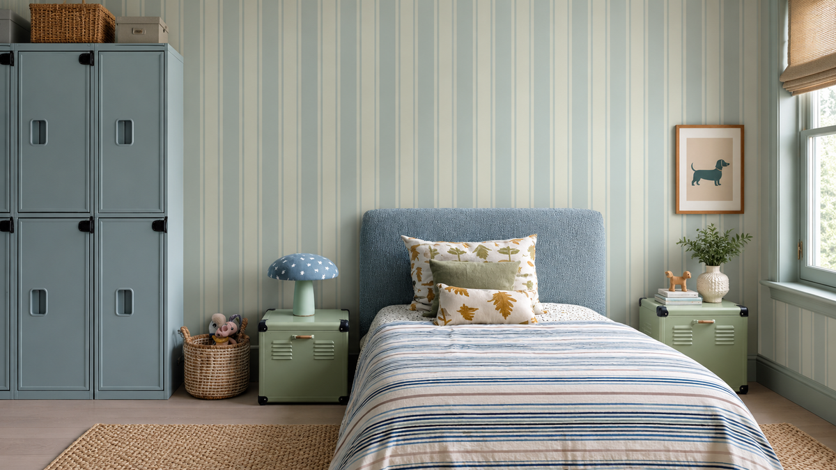 Papel pintado Gentle Stripe Sky Blue