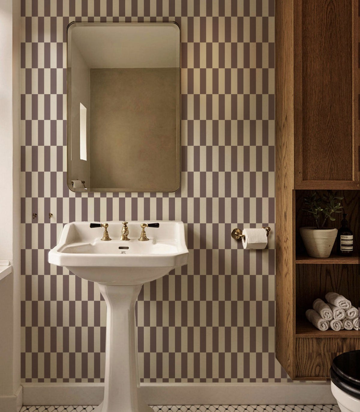 Papel pintado Tetris Stripe Burdeos