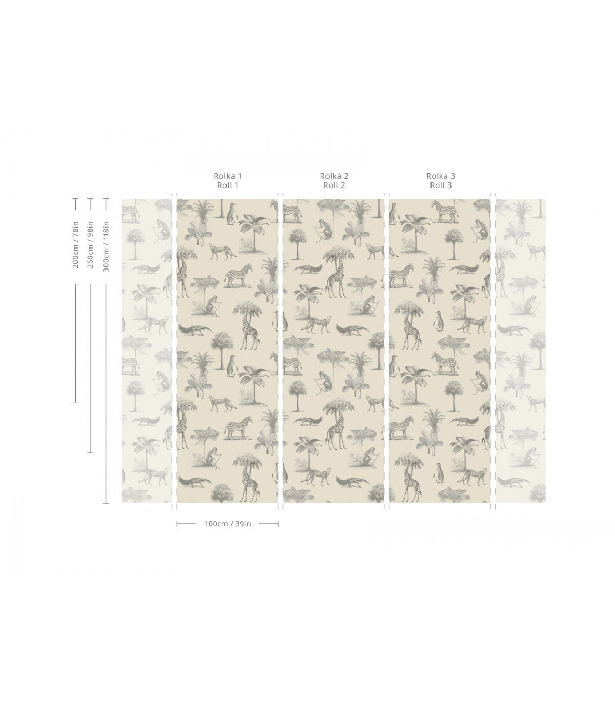Tapeta Vintage animals beige - Wallcolors®