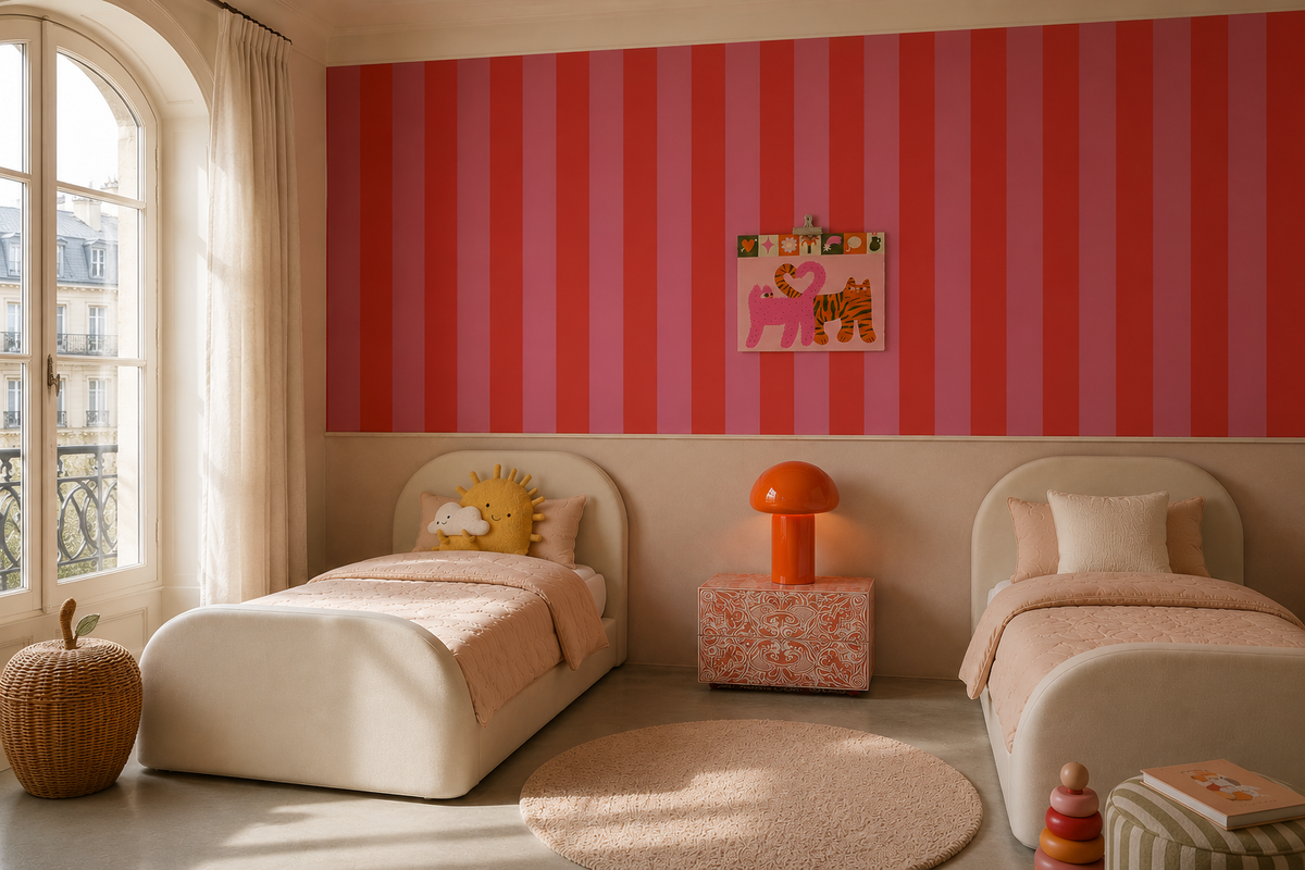 Papel pintado Wide Stripe Play Cherry Pink
